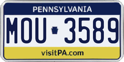 PA license plate MOU3589