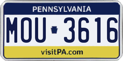 PA license plate MOU3616