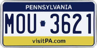 PA license plate MOU3621