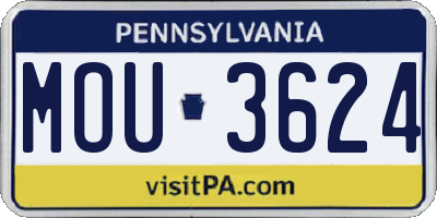 PA license plate MOU3624