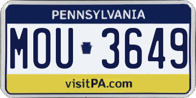 PA license plate MOU3649