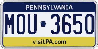 PA license plate MOU3650