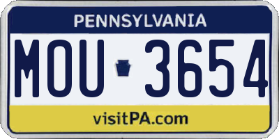PA license plate MOU3654