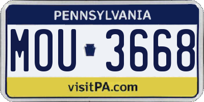 PA license plate MOU3668