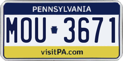 PA license plate MOU3671