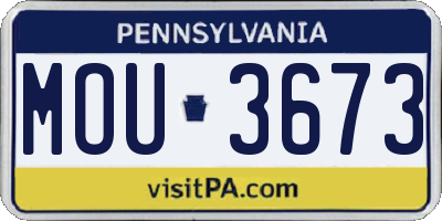 PA license plate MOU3673