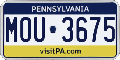 PA license plate MOU3675