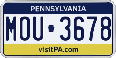 PA license plate MOU3678