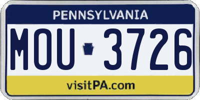 PA license plate MOU3726