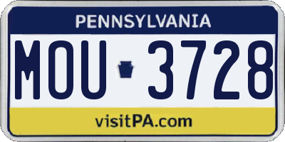 PA license plate MOU3728