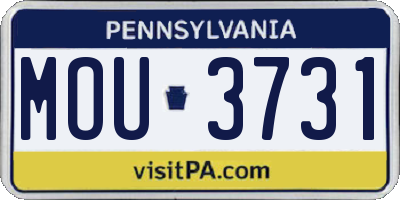 PA license plate MOU3731