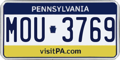 PA license plate MOU3769