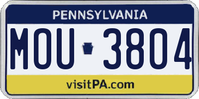 PA license plate MOU3804