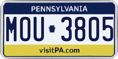 PA license plate MOU3805