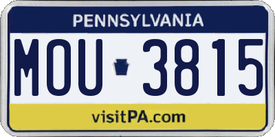 PA license plate MOU3815
