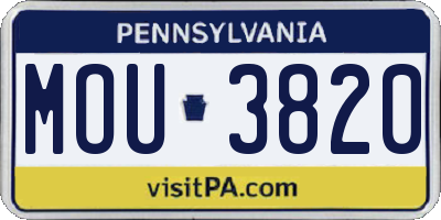 PA license plate MOU3820