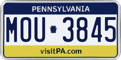 PA license plate MOU3845