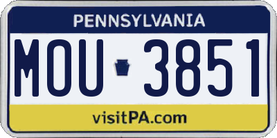 PA license plate MOU3851