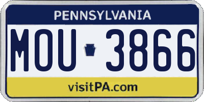 PA license plate MOU3866