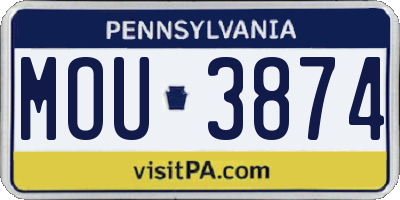 PA license plate MOU3874