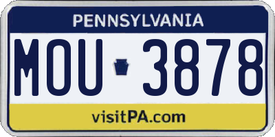 PA license plate MOU3878