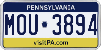 PA license plate MOU3894