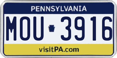 PA license plate MOU3916