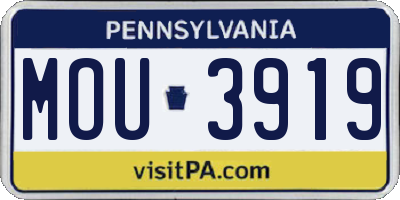PA license plate MOU3919