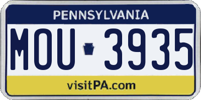PA license plate MOU3935