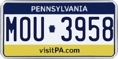 PA license plate MOU3958