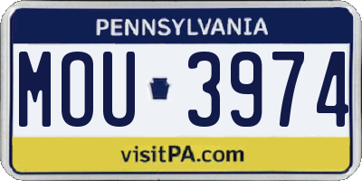 PA license plate MOU3974