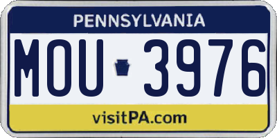 PA license plate MOU3976