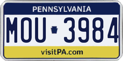 PA license plate MOU3984