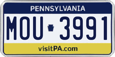PA license plate MOU3991