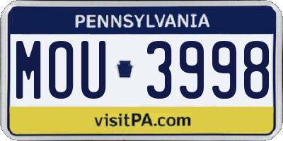 PA license plate MOU3998