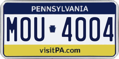 PA license plate MOU4004