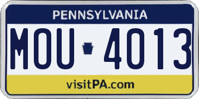 PA license plate MOU4013