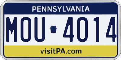 PA license plate MOU4014