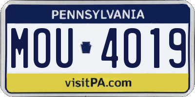 PA license plate MOU4019