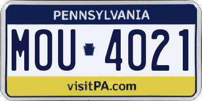 PA license plate MOU4021