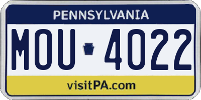 PA license plate MOU4022