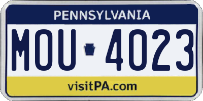 PA license plate MOU4023