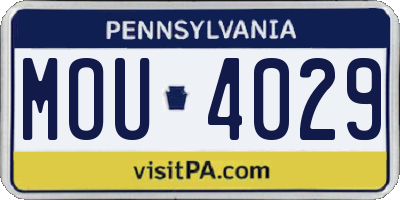 PA license plate MOU4029