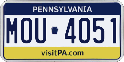 PA license plate MOU4051