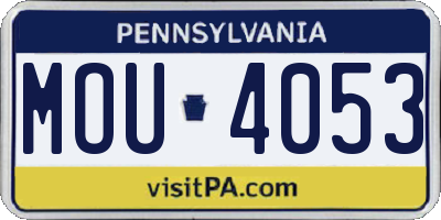 PA license plate MOU4053