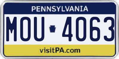 PA license plate MOU4063