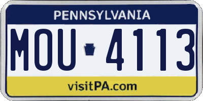 PA license plate MOU4113