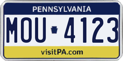 PA license plate MOU4123