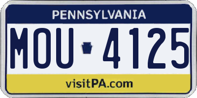 PA license plate MOU4125