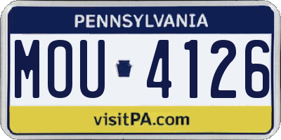 PA license plate MOU4126